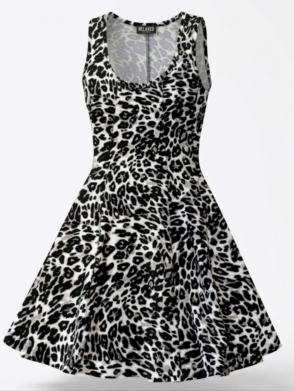 New Woman Design Fit & Flare Black Leopard Print Sleeveless Mini Dress Size S